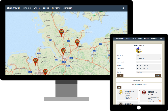 BeeInTouch Standübersicht auf Desktop und Tablet